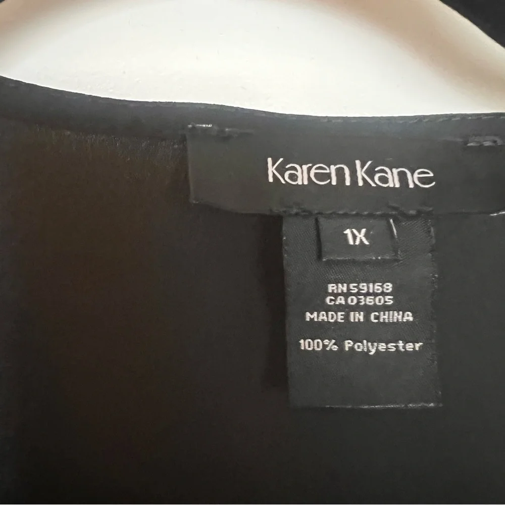Karen Kane Black Blouse with Gold Studded Trim - Picture 2 of 8